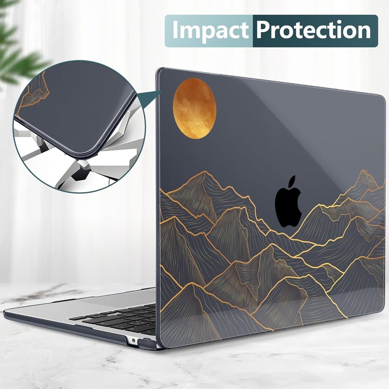 DONGKE for M4 MacBook Air 13.6 Inch Case 2025 2024 2023 2022 Model A3240 A3113 A2681 M3 M2 Chip, Plastic Hard Shell Case Cover with Touch ID for MacBook Air 13 Inch M4 - Abstract Mountain - Image 5